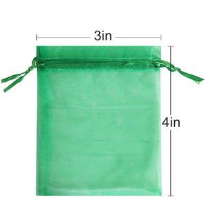 ⭐️5 for 20⭐️ 10 Green Organza Drawstring Bags 3" x 4"